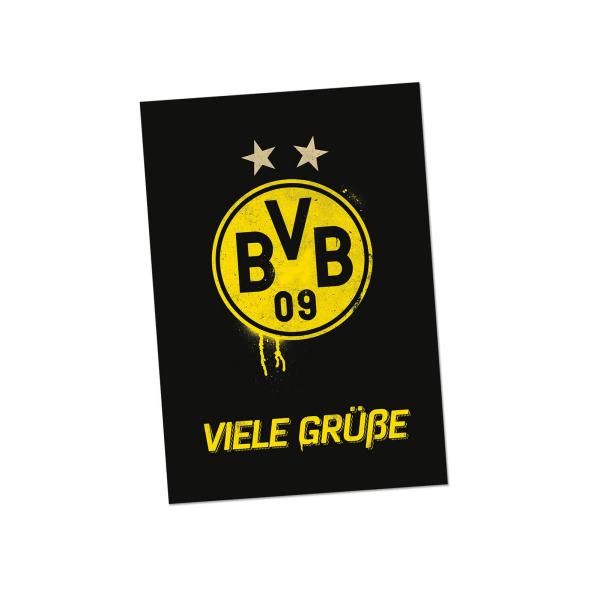 Borussia Dortmund BVB Grußkarte Viele Grüße Schwarzgelb